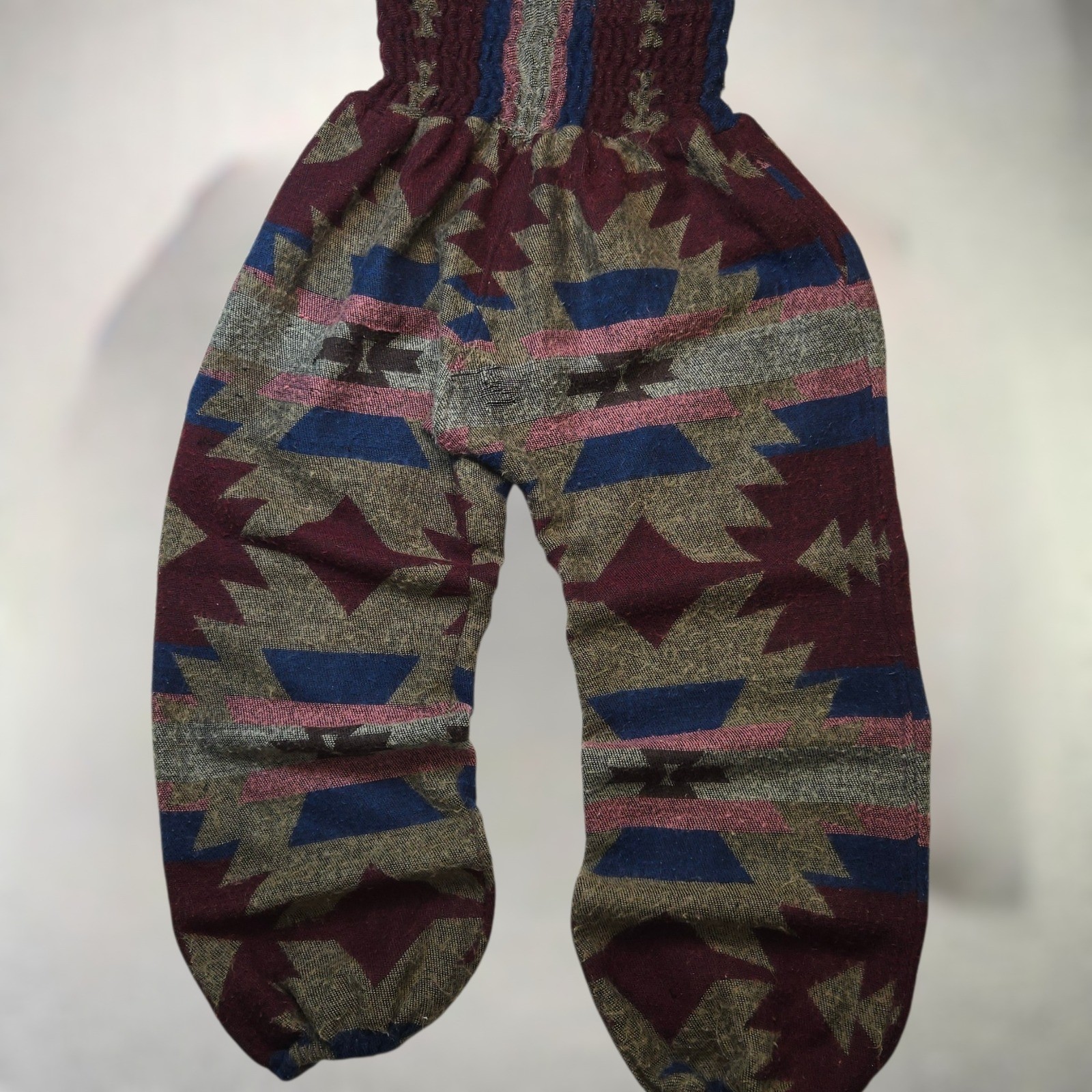 VTG Wool Blend Pants S Southwestern Harem Boho Hippie Womn Woven Nepal Stretch