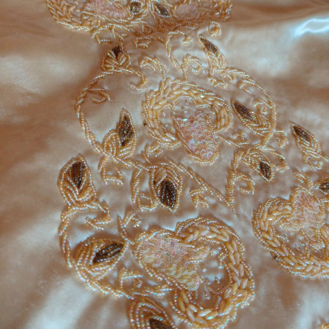 Vintage Algerian Constantine Chemsa Gandoura Gold Embroidered Dress Used