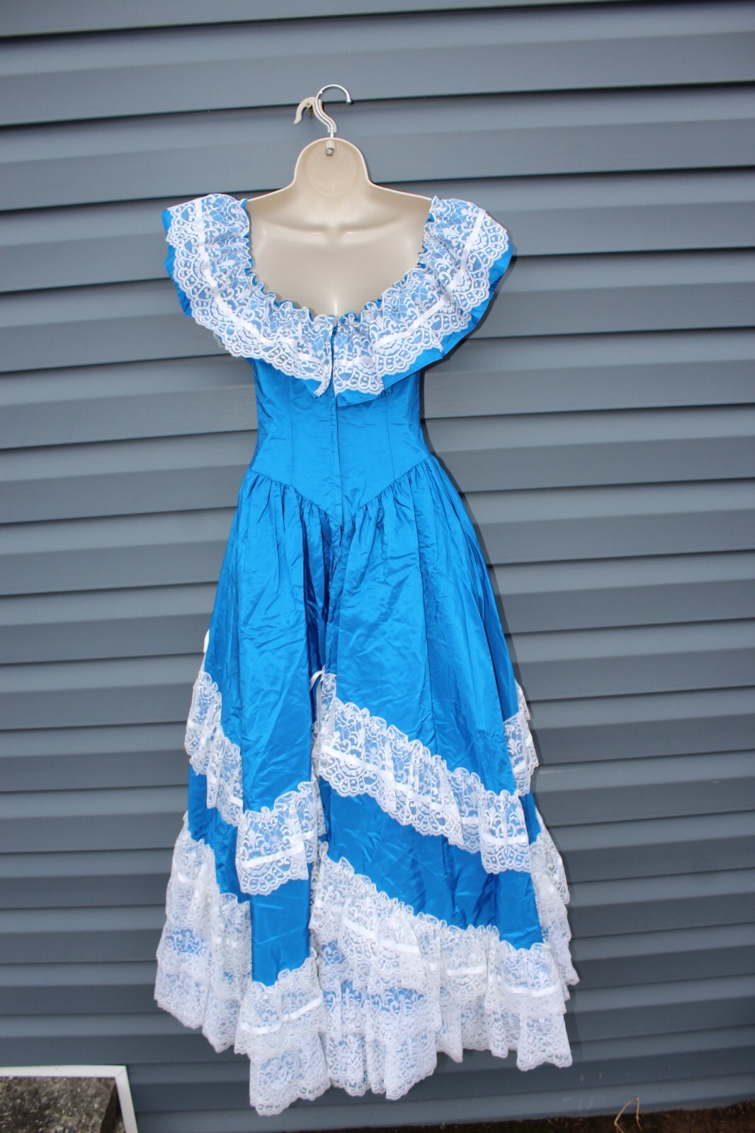 FLIRTATIONS Blue Colonial Victorian Gown Size 5/6 VTG Alfred Angelo Dress Prom