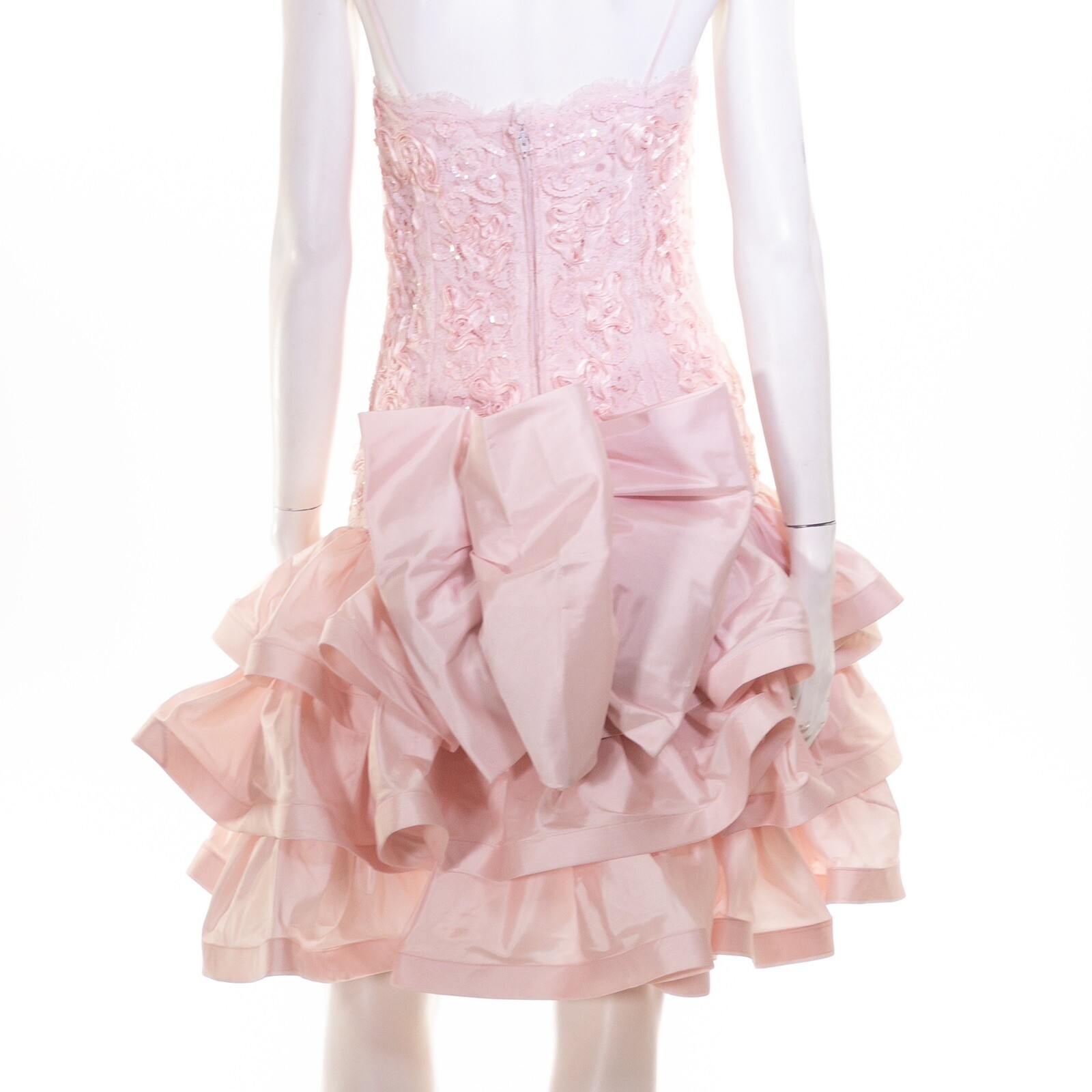Vintage JULIE DUROUCHE Barbiecore Sequin Ruffled Prom Dress 80s 90s Y2K 0 2 XS