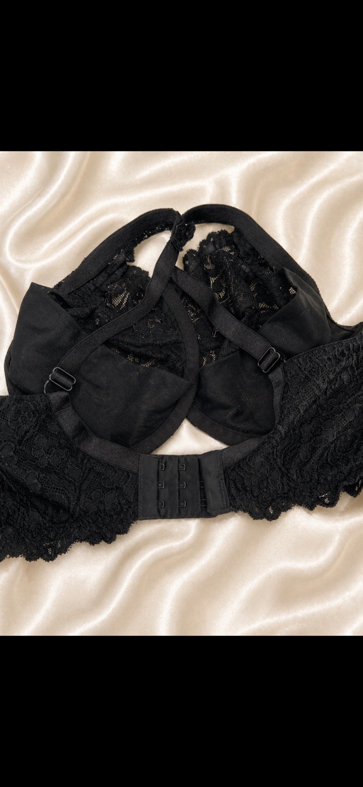 Vintage Smart & Sexy Black Lace Underwire Bra 38DD Floral Sheer late 1990s/Y2K❤️