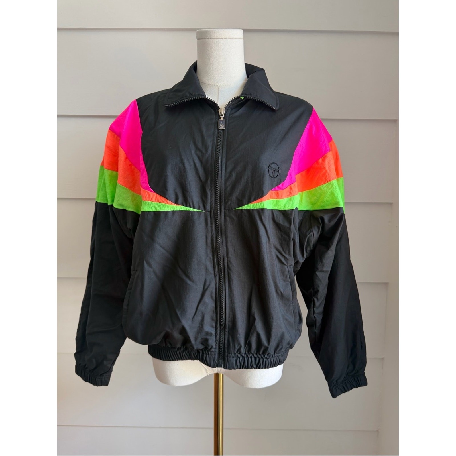 Vintage Sergio Tacchini Windbreaker Colorblock Neon Jacket 80s 90s