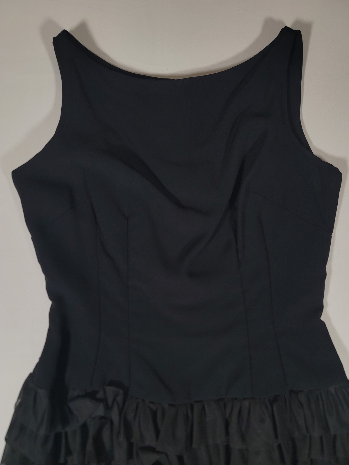 VTG Alfred Werber Black Ruffle Cocktail Dress Womens Tiered Party Dress READ