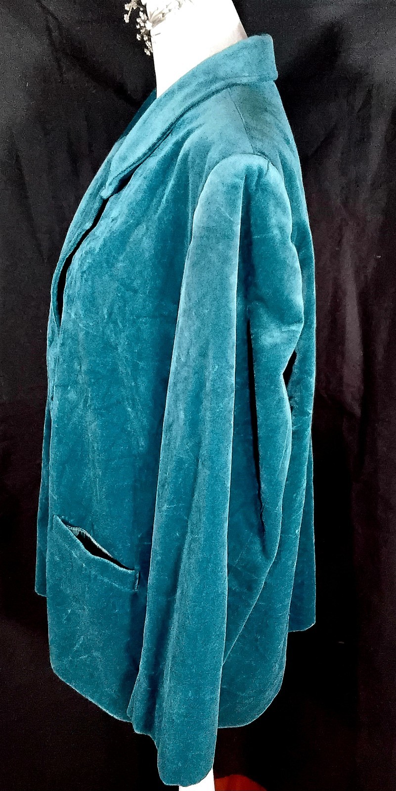 Vtg Koret Women’s Velvet Blazer BLUE 80s 90s Jacket Sz 44 RAYON COTTON USA UNION
