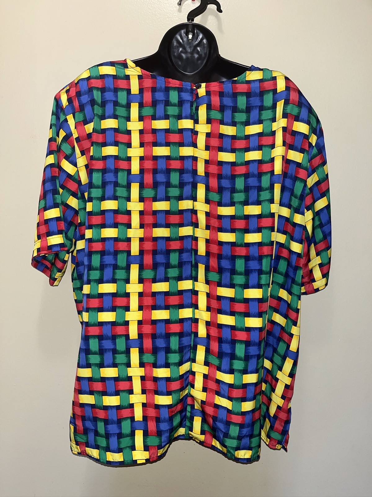 Vtg 90s CST Studio Top Blouse Weave Pattern 22W Made Korea Shoulder Pads