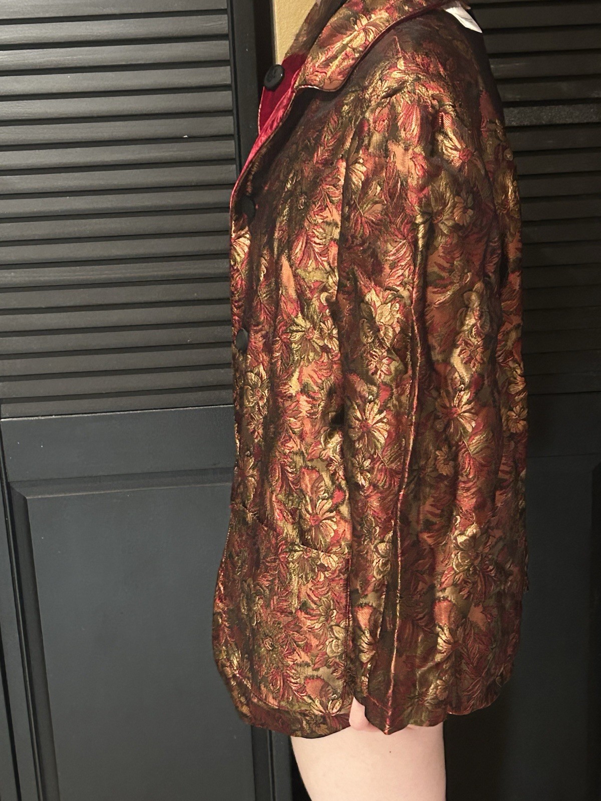 Vintage April Cornell Trading Reversible Red Velvetine/Brocade Blazer Size S