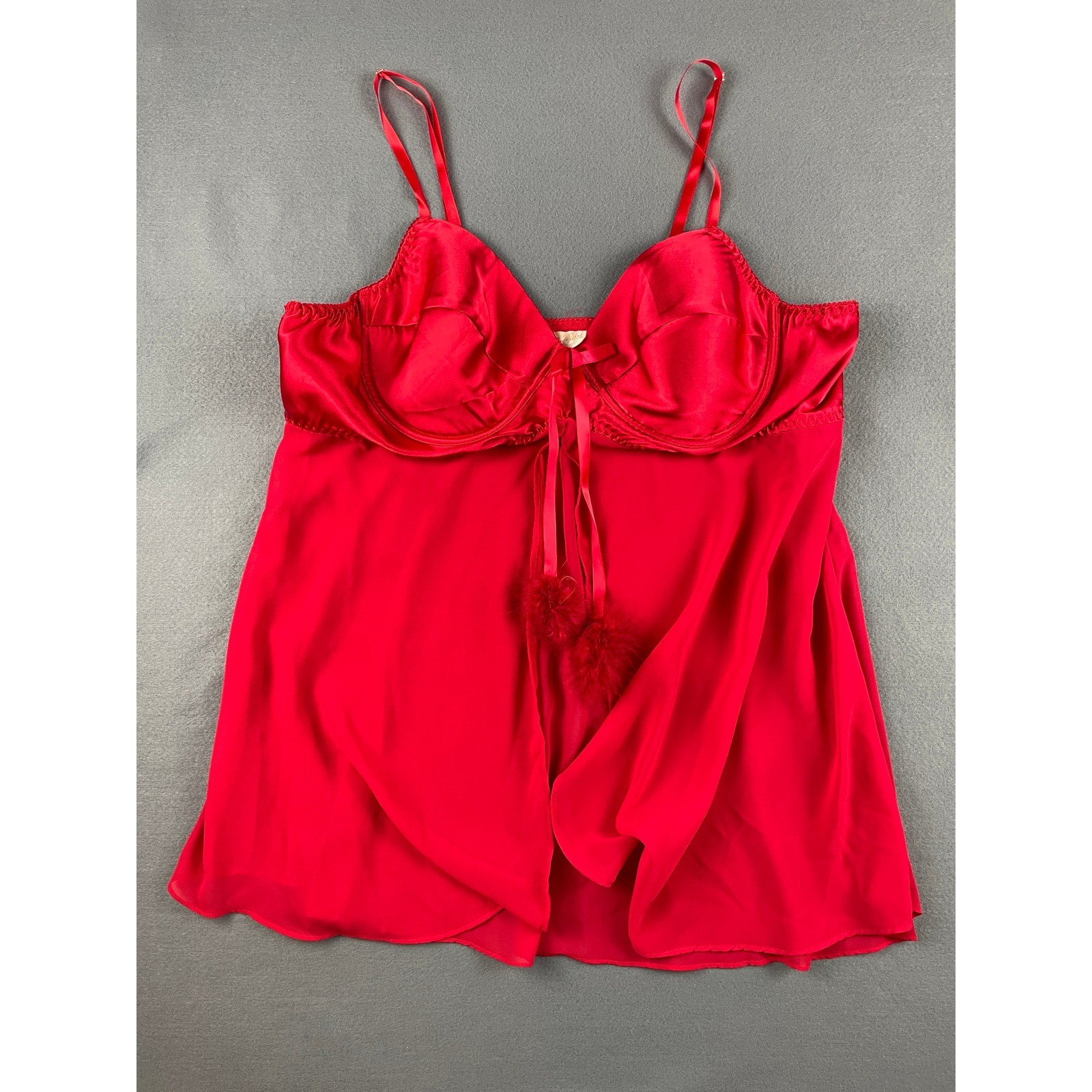 Inner Most Sears Babydoll Lingerie Coquette Pinup Romantic Red Satin 1X Plus