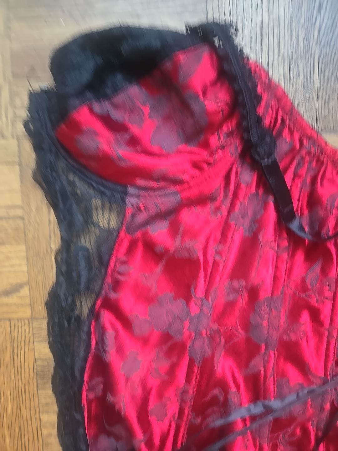 Vintage Intimate attitudes Red & Black Lace corset bustier lingerie size 38 &