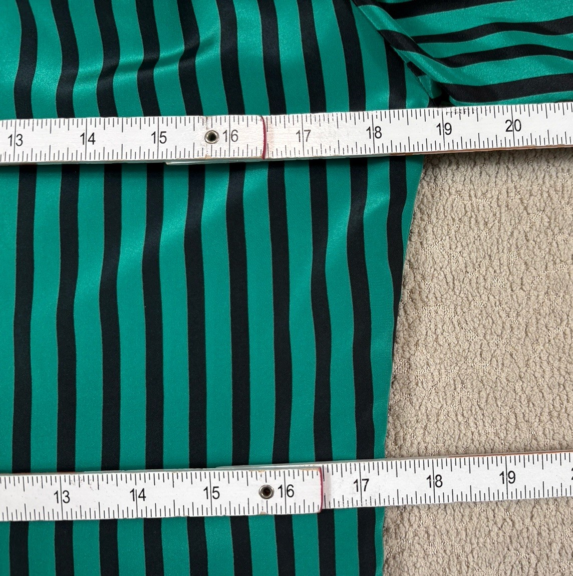 Vintage Pussy Bow Scarf Blouse Button Up Women&rsquo;s 8 Striped Green Made In USA
