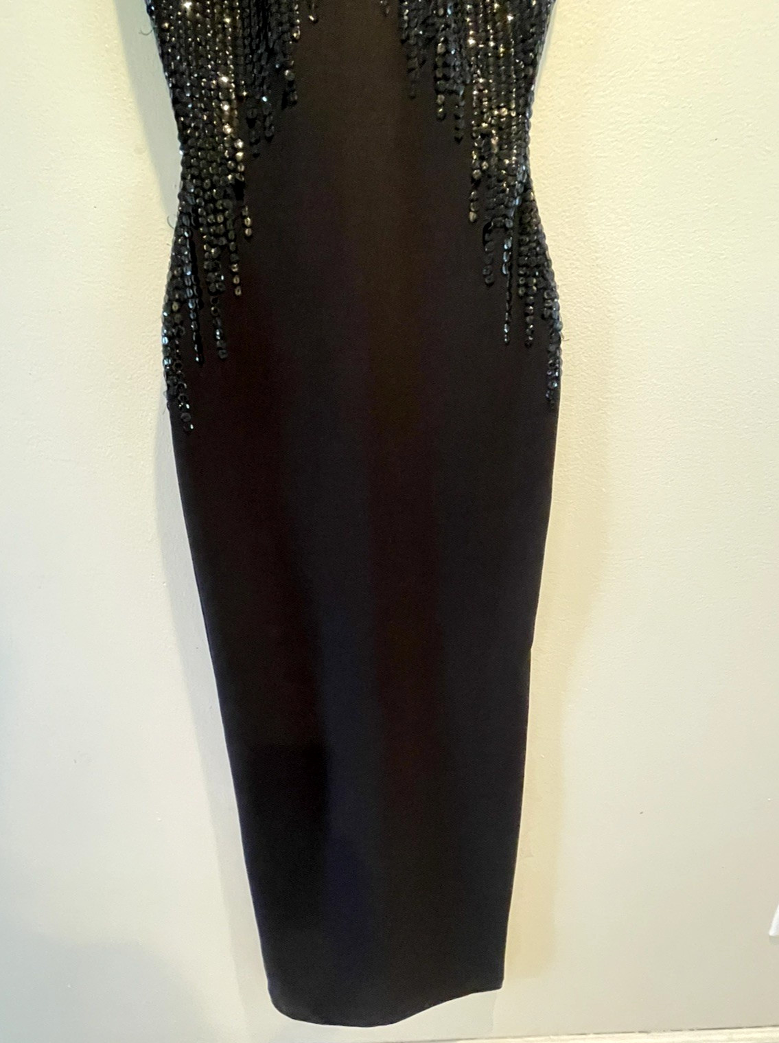 Vintage Black Beaded Sequin Illusion Elegant Evening Gown Women&rsquo;s Dress