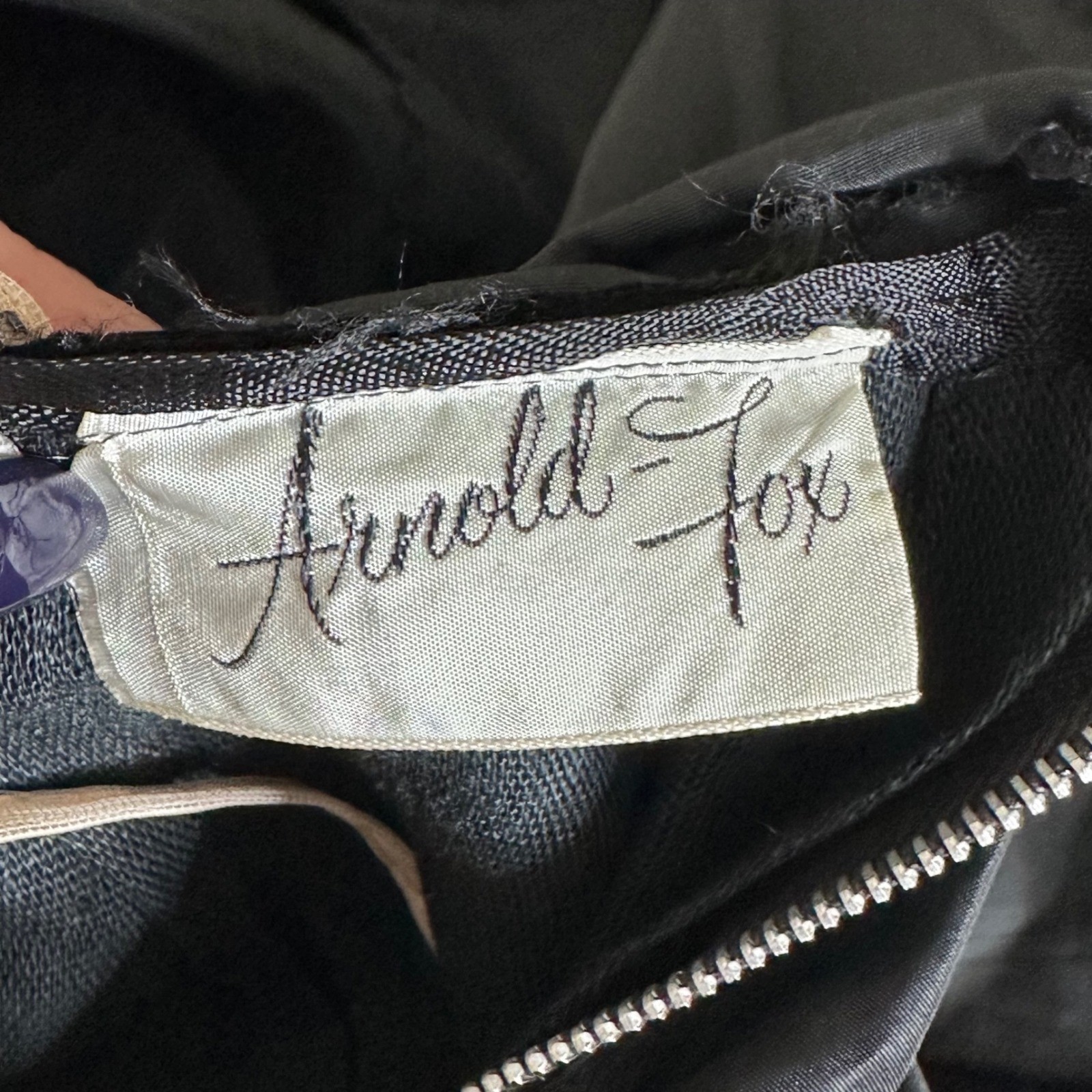 Vintage Arnold Fox Black Bubble Hem Dress Velvet Soutache Illusion Neck MCM Flaw
