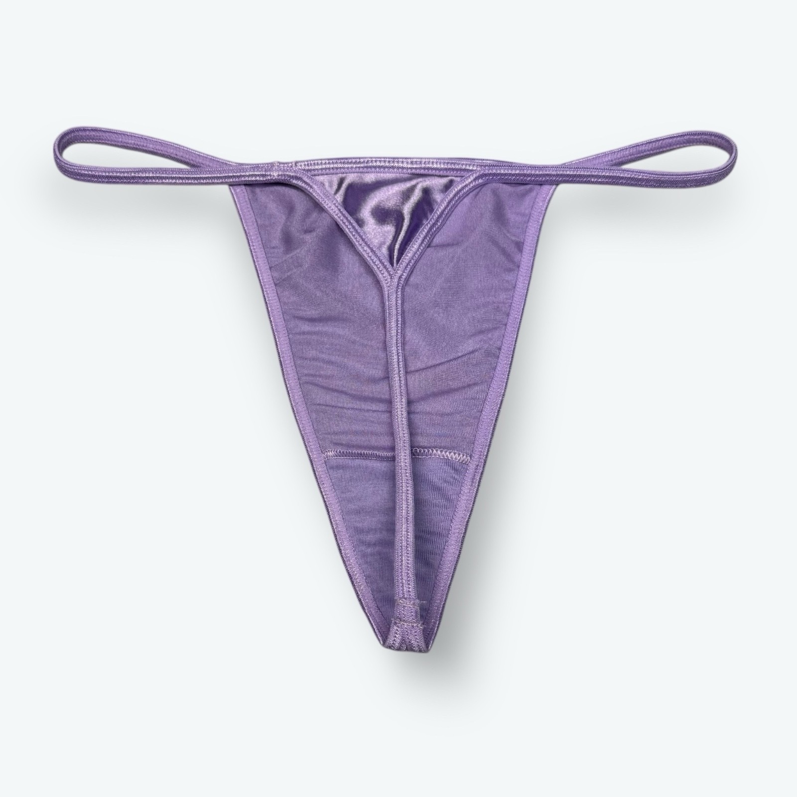 Satin V-String Hi-Cut Thong Lavender L