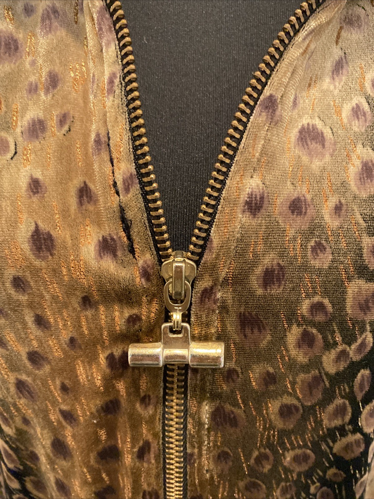 Silver Threads Vintage 80s Metallic Velvet Animal Print Jacket Gold SZ L Made US