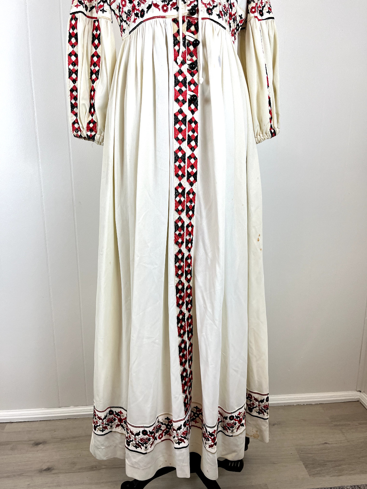 Rare Vintage Beverly Paige 60s 70s Bohemian Maxi Dress Tag 10 Peasant Groovy