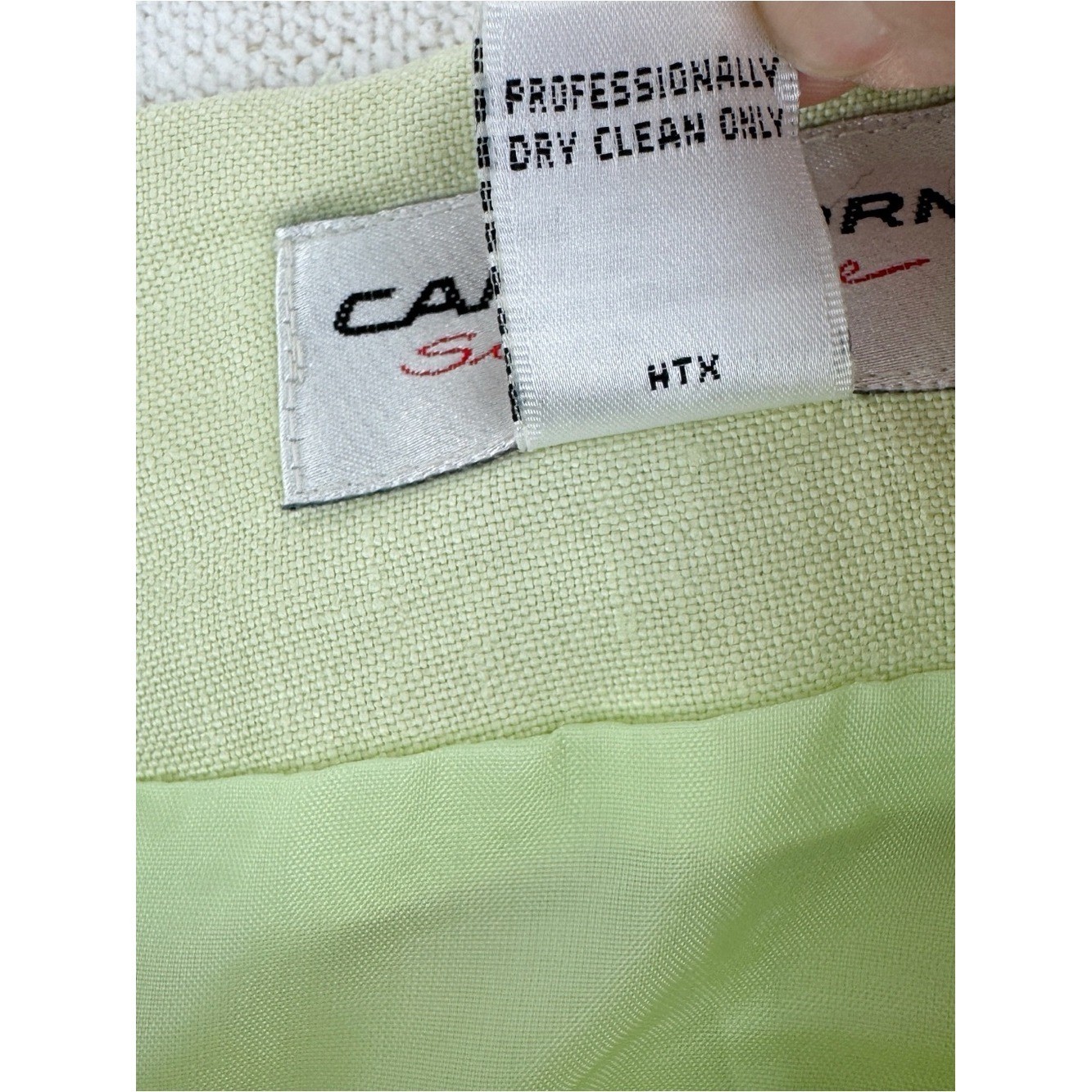 VTG Carol Horn women&rsquo;s petite 8P 100% linen mini skirt pastel green mint