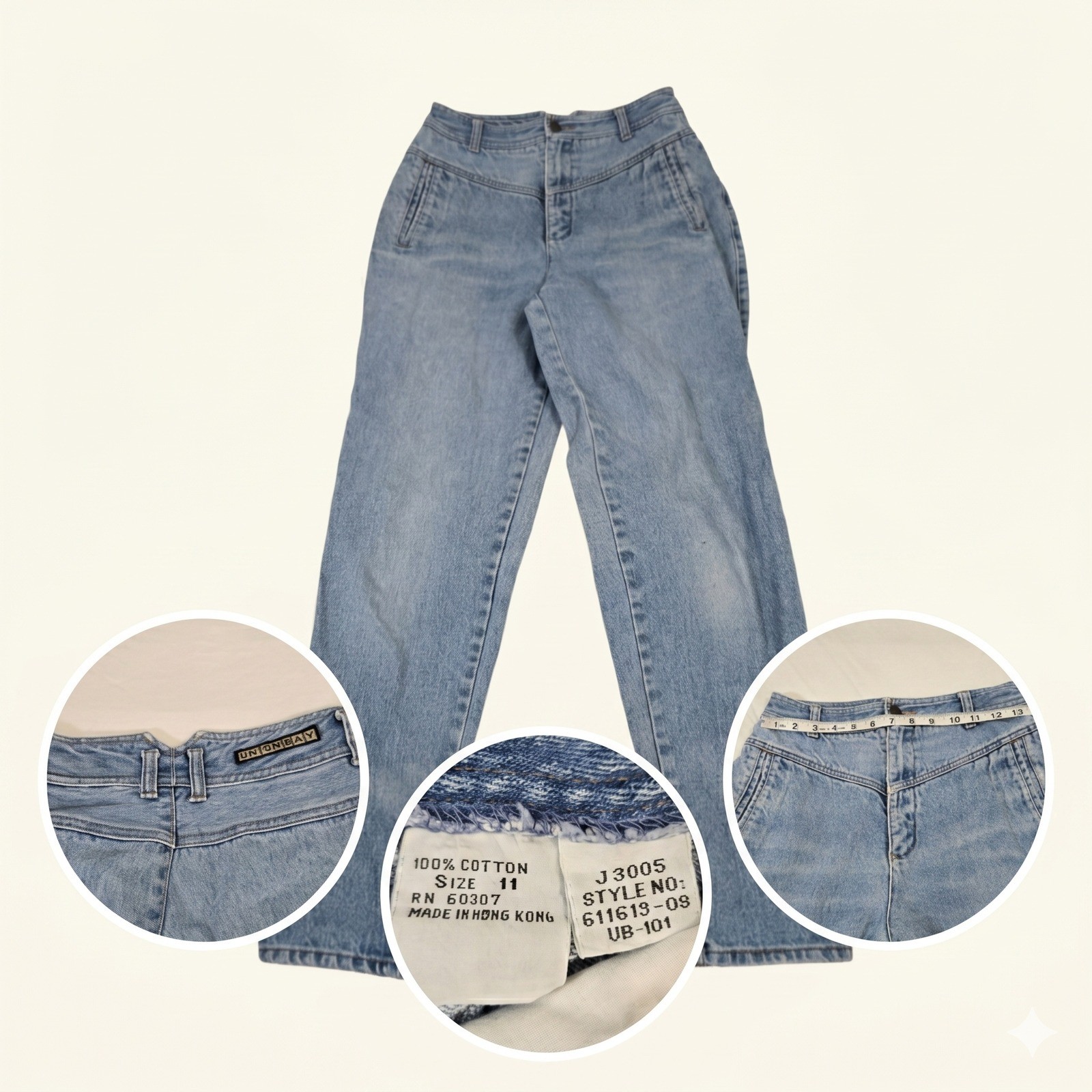 Vintage 90s Unionbay High Waisted Jeans 4 / 26 Blue Tapered Mom Western Yoke