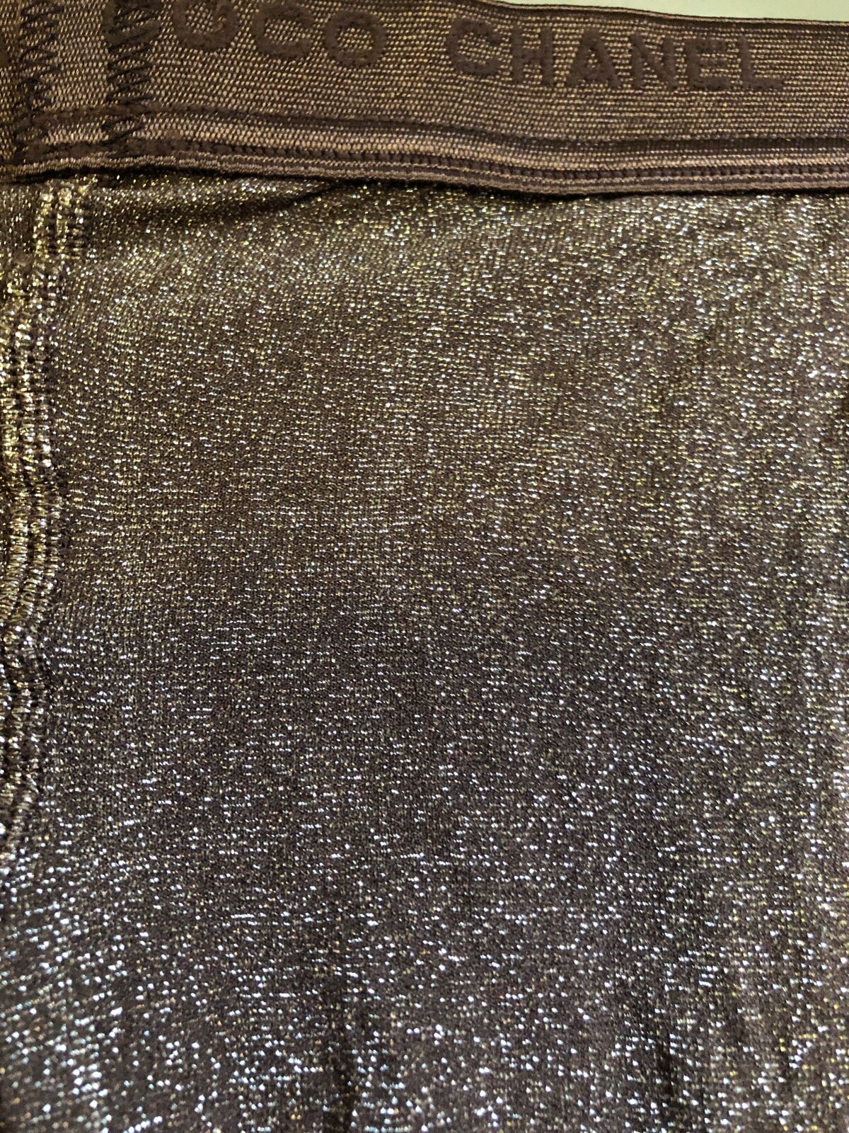 CHANEL Pre-Fall 2009 VINTAGE NEW GLITTER COCO CHANEL GOLD STOCKINGS S FR34-FR38
