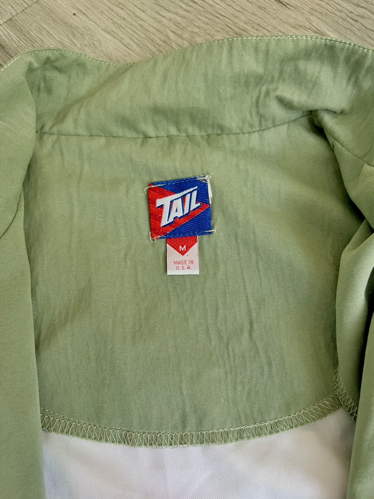 Vintage – TAIL Bomber Jacket-Green/Pink-White Plaid-size Medium