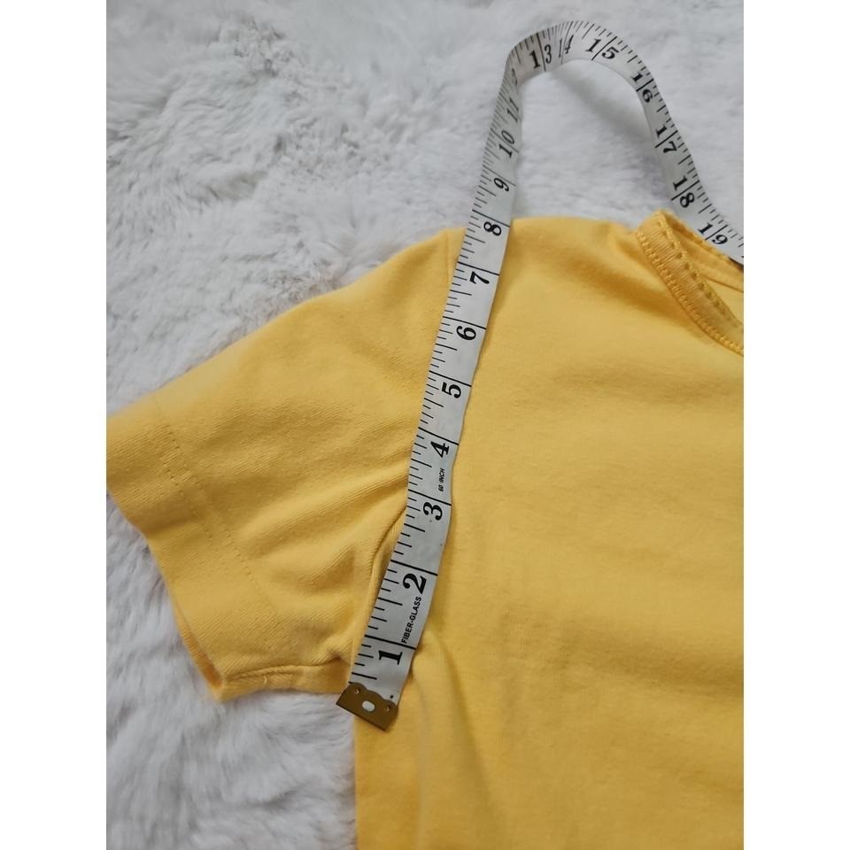 Vintage Basic Editions Yellow Picot Trim Tee Shirt Y2K Baby Tee Medium