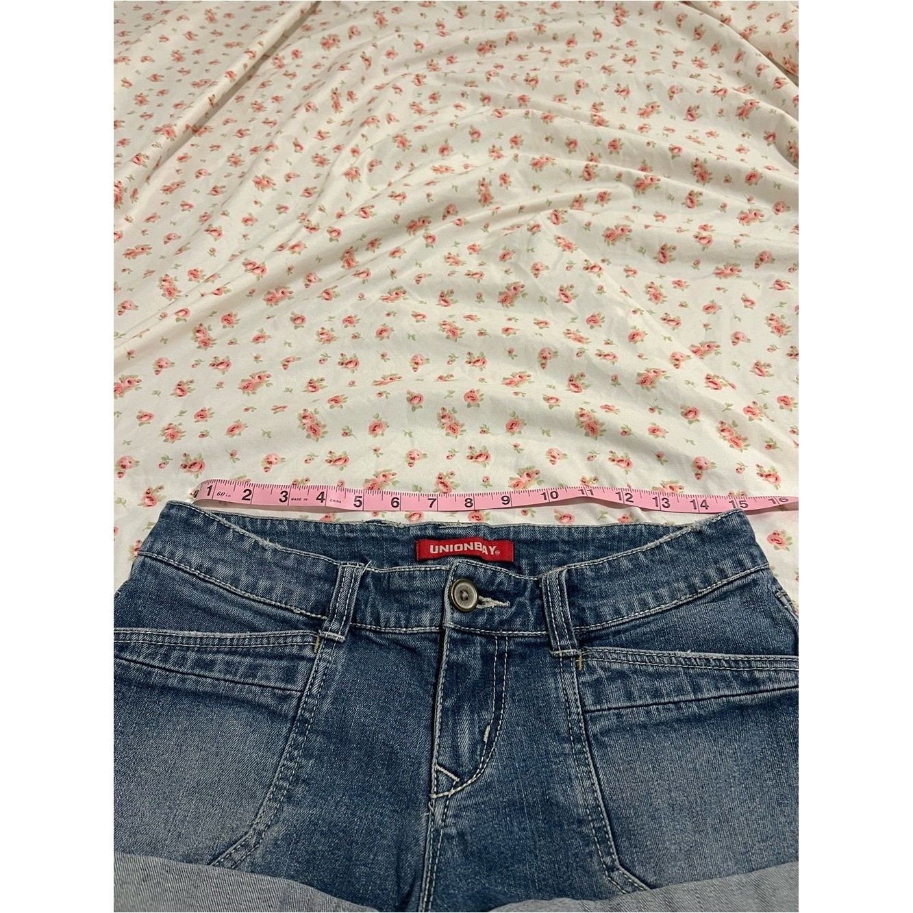 vintage union bay low rise butt pocket denim mini shorts