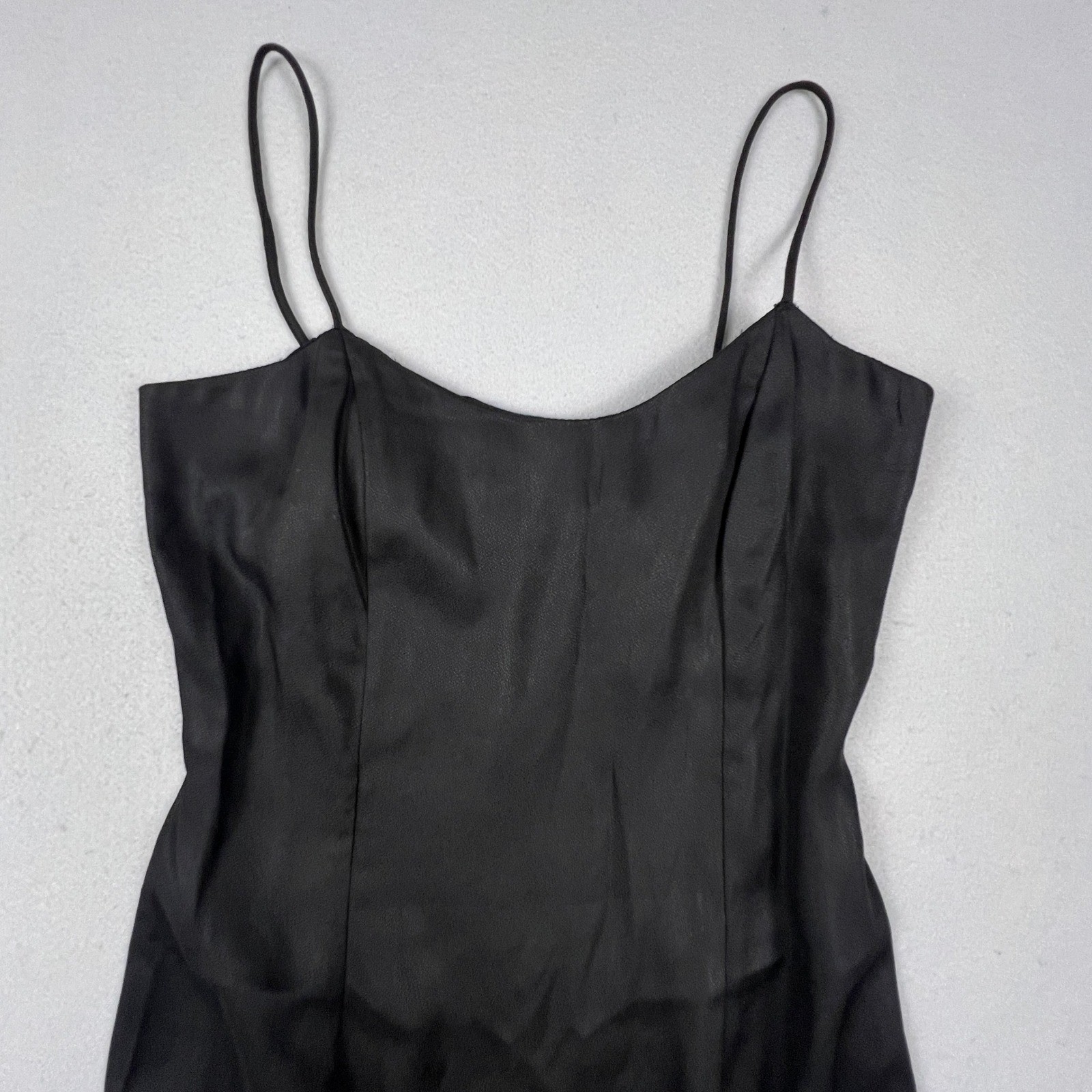 VTG 90s Roberta Mini Dress Small Black Sequin Fringe Lace Spaghetti Strap Party