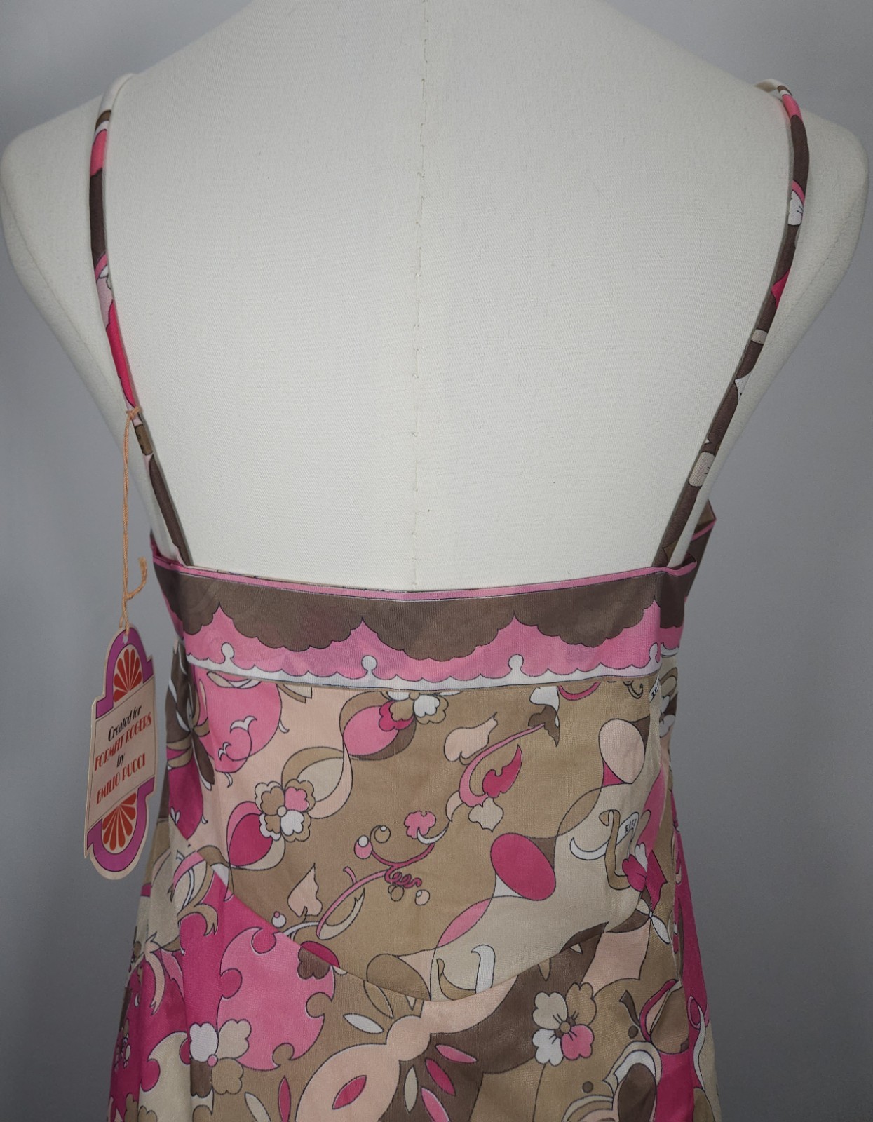 Vintage Emilio Pucci Nylon Mini Dress Form Fit Rogers Pink Tan Women&rsquo;s Size 34