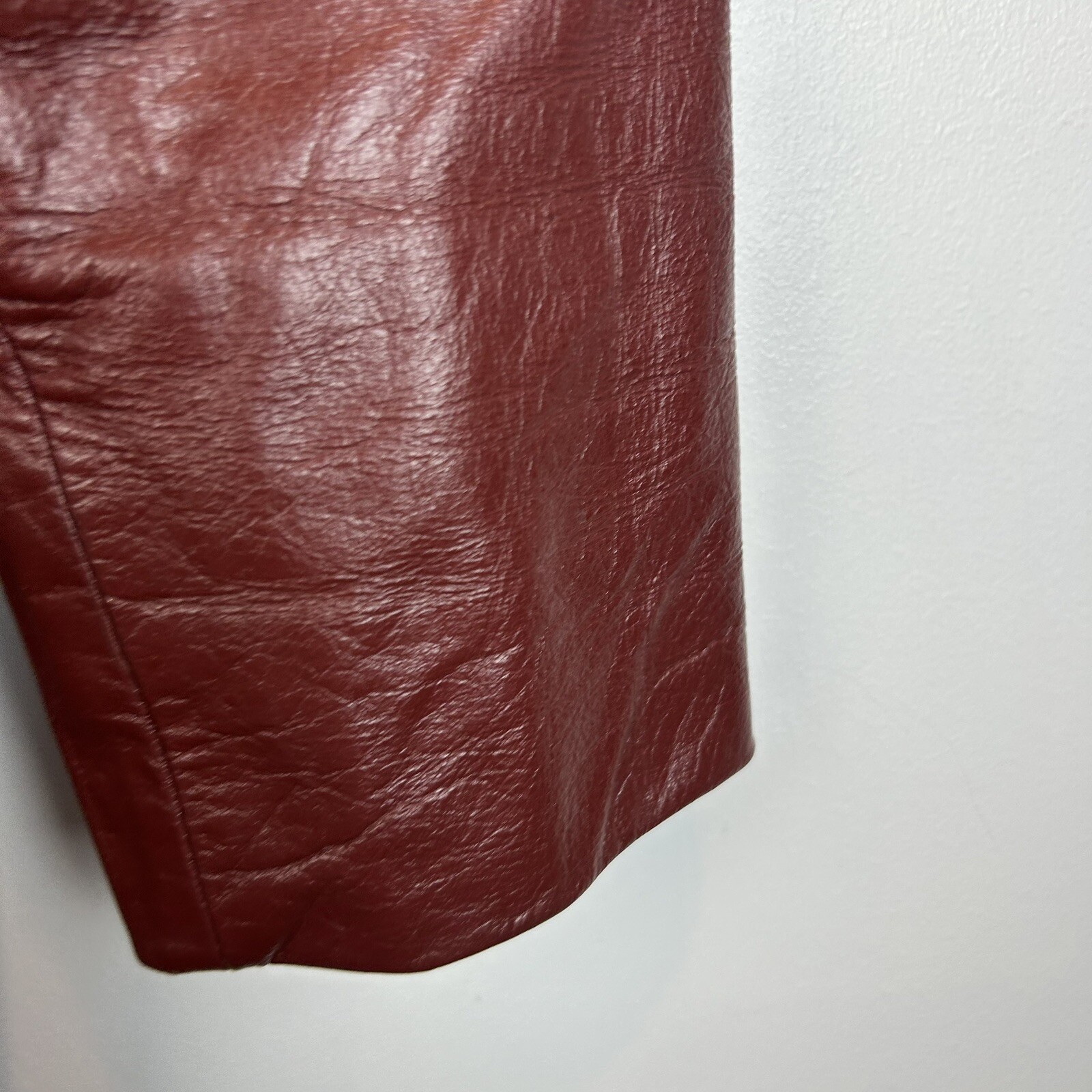 Vtg 70s Rust Brown Leather Jacket Short Womans 14 Made In Korea Read