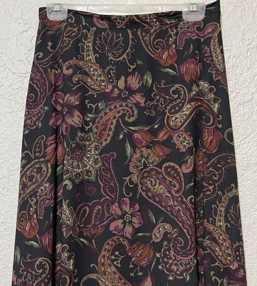 Vintage Bedford Fair Button Up Blazer Floral Zip Skirt Set Paisley Midi Sz 12
