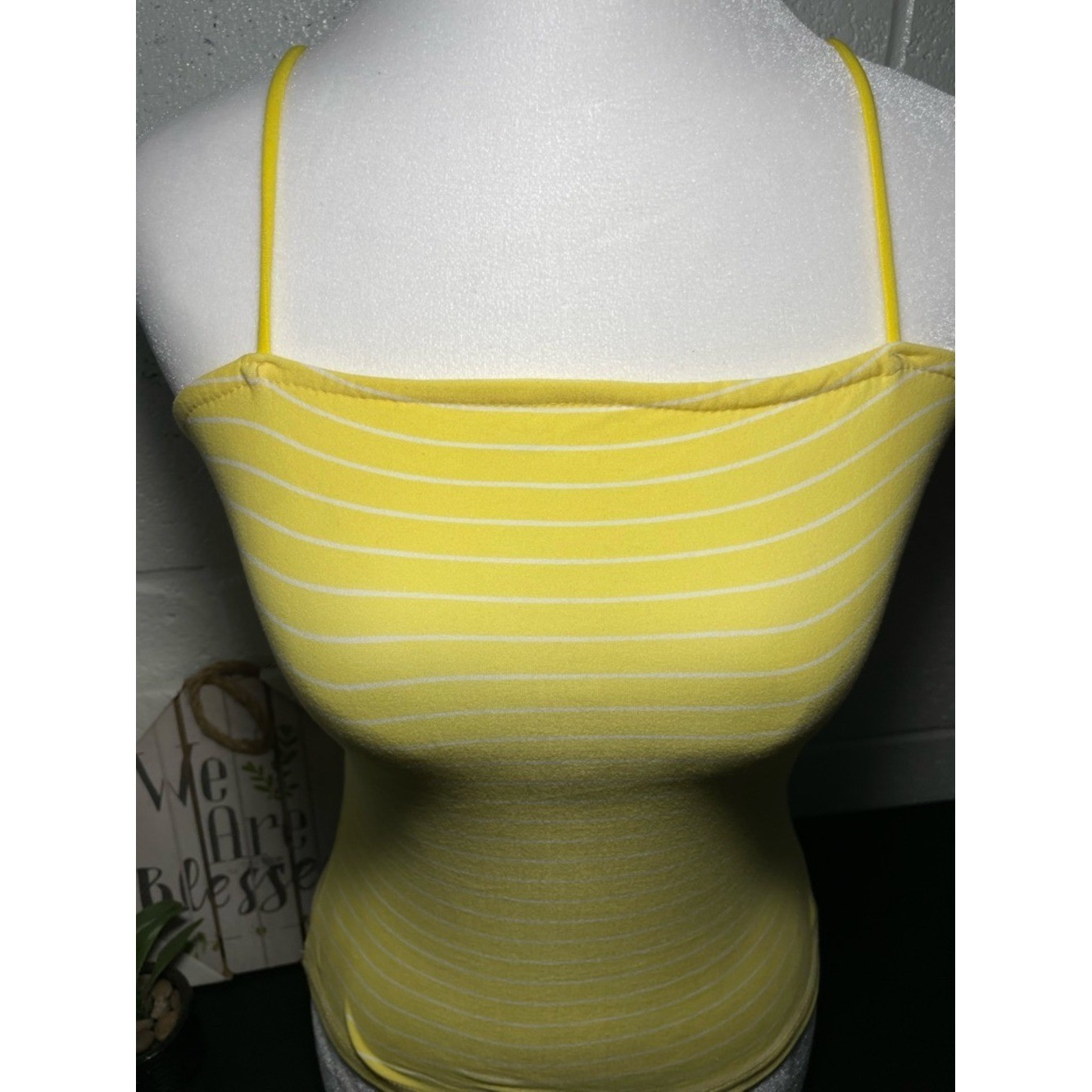 Rue21 Yellow & White Striped Spaghetti Strap Camisole