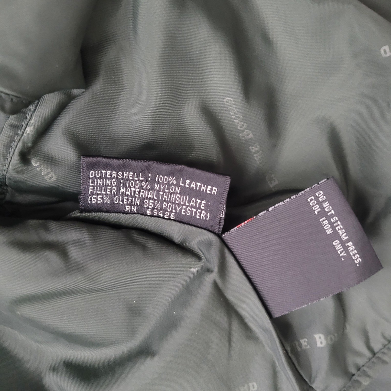 Vintage Adventure Bound Wilson&rsquo;s dark green leather bomber jacket thinsulate