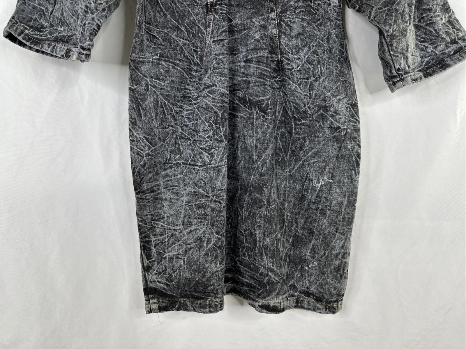 Vintage United States Chemin De Fer Denim Dress Size 9/10 Gray 3/4 Sleeve RARE