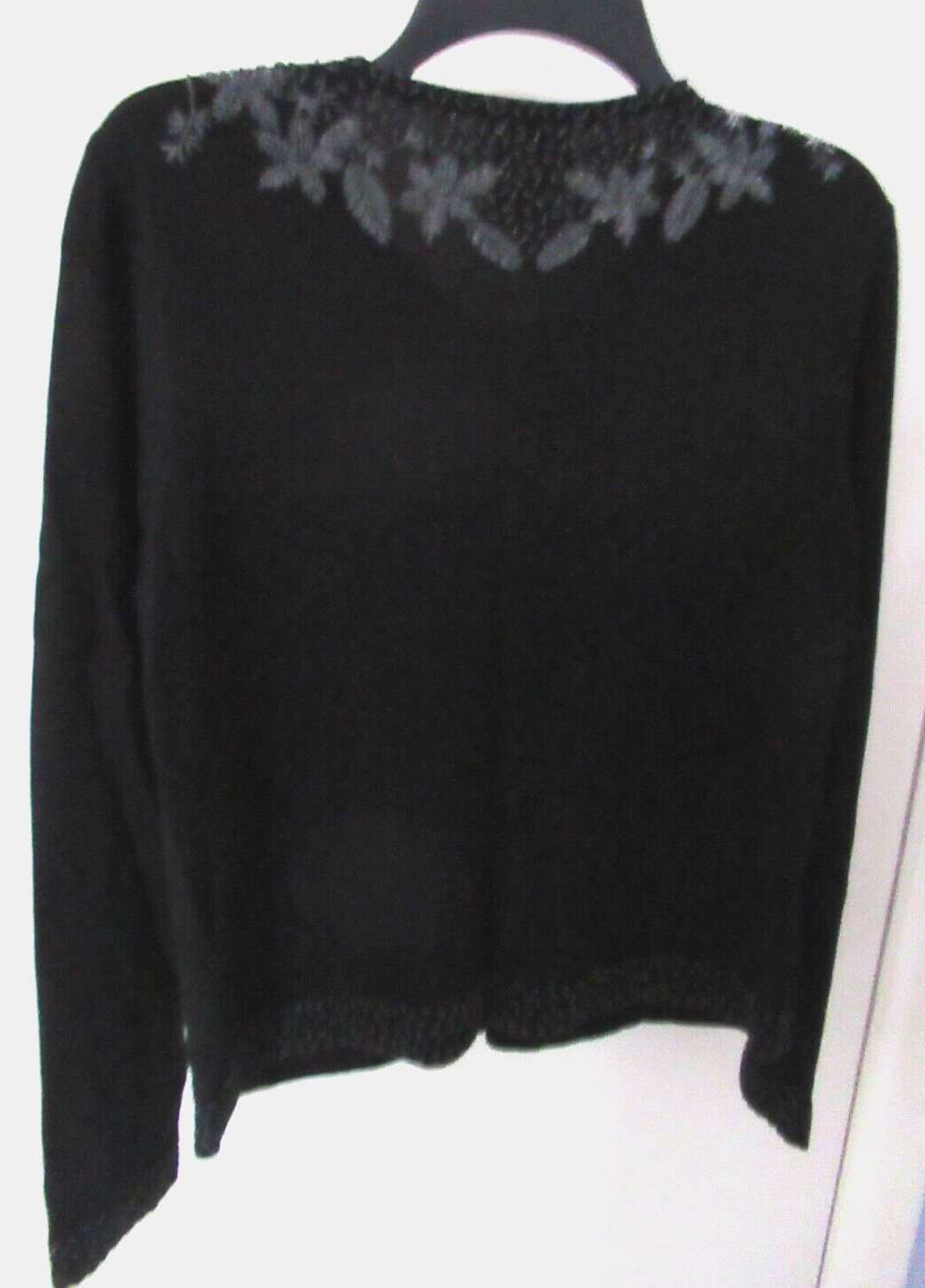 Talbots Silk/Cashmere Blend Black Beaded Gorgeous Vintage Sweater Cardigan M