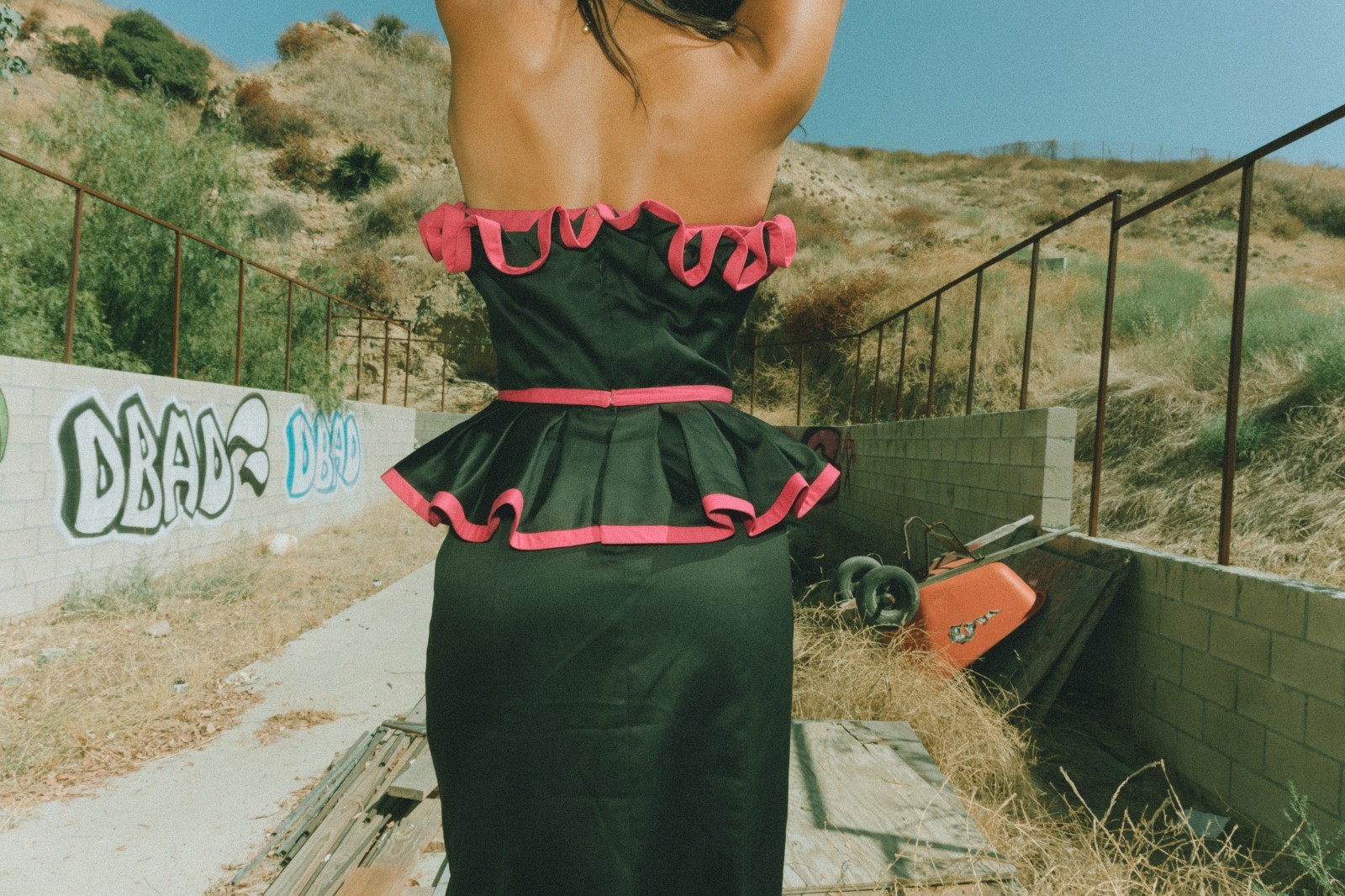 Victor Costa 80&rsquo;s Gown with Magenta Piping