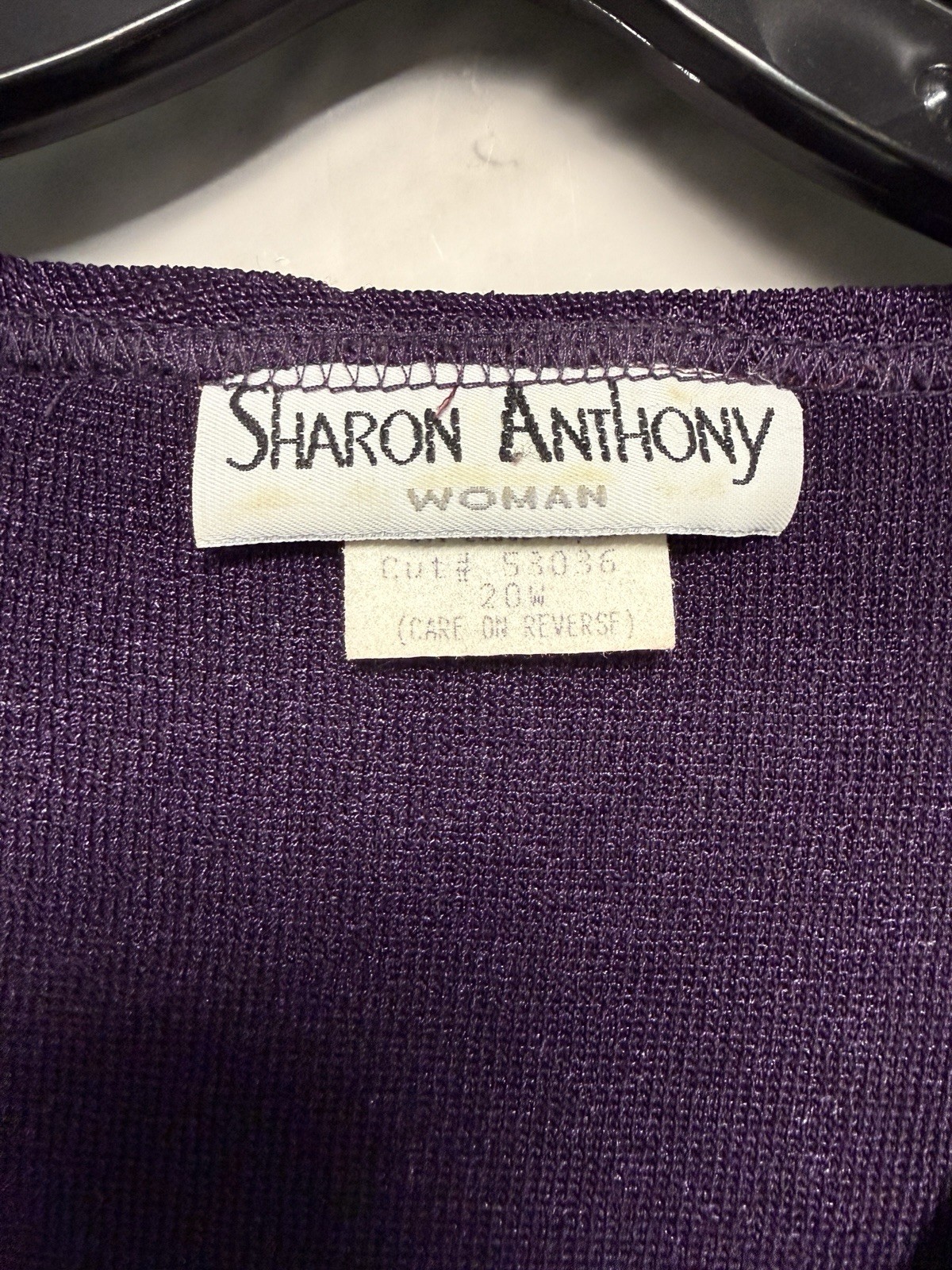 Sharon Anthony Vintage Two Piece Set Purple Sweater Crinkle Long Dress Skirt 22W