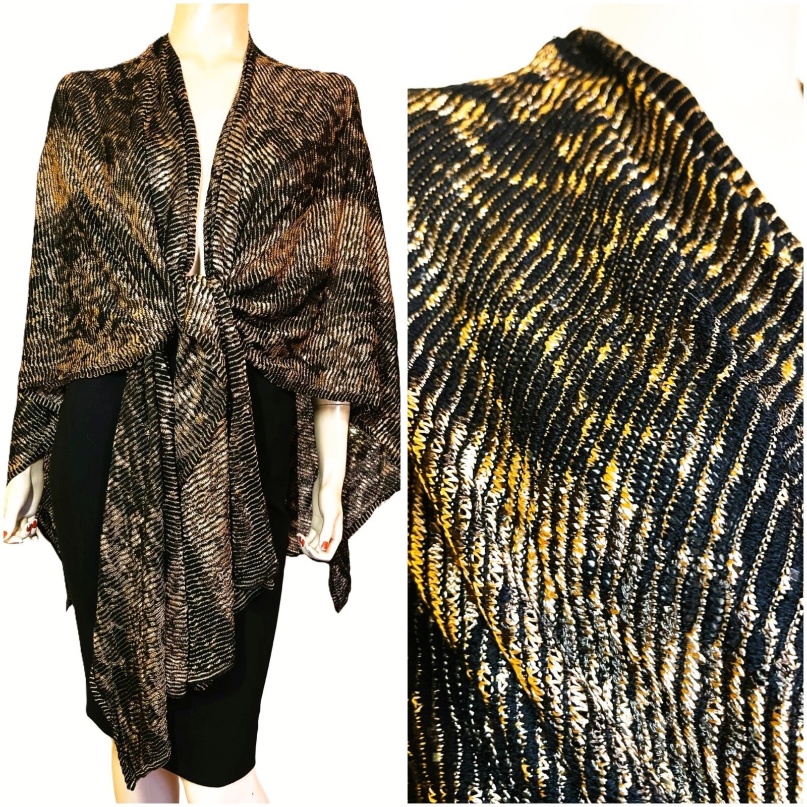 Excellent St John Knit Animal Print Shawl ~ Wrap sz S ~ M ~ L ~ XL One Size Fit