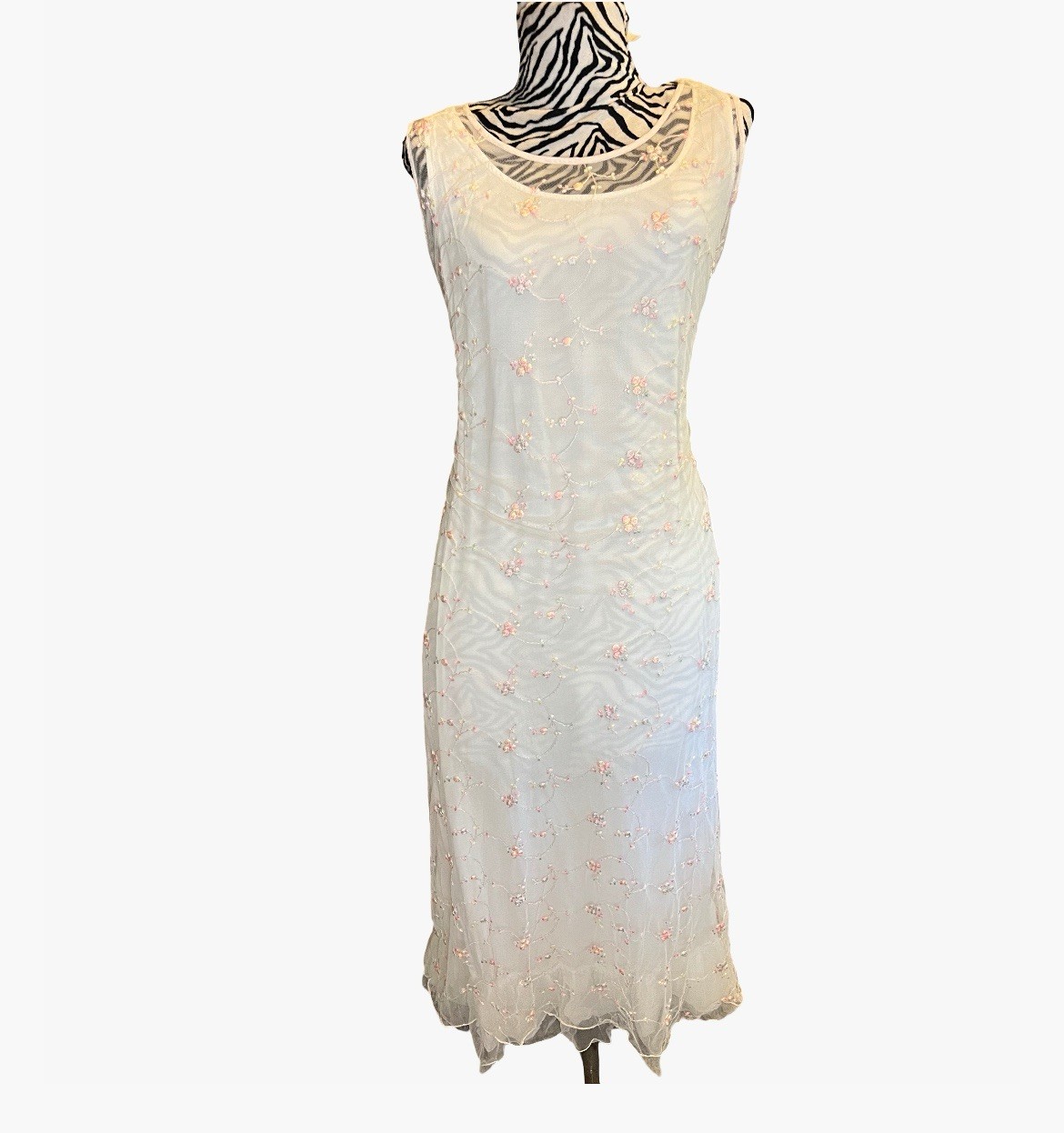 Vintage April Cornell Embroidered Romantic Long Dress Rare Size M Boho Cottage