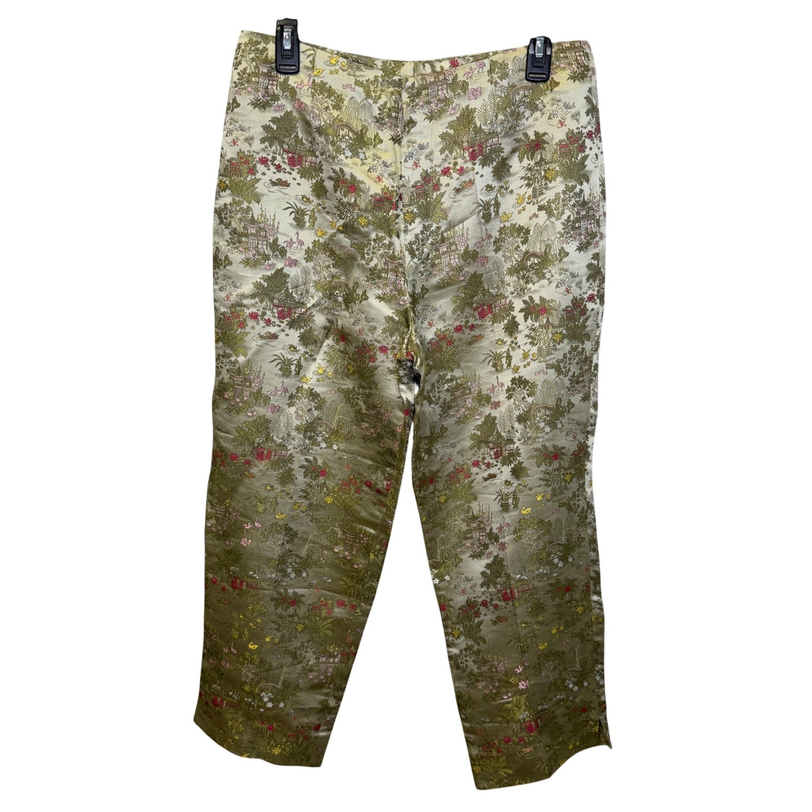 Vintage 1990s Silk Box Silk Blend Chinoiserie Jacquard Pants Size 8 Art to Wear