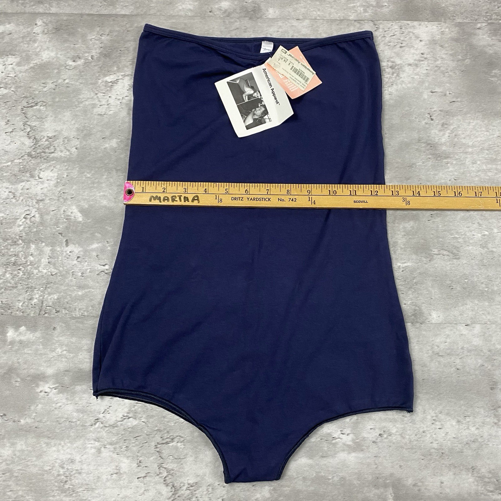 vintage AMERICAN APPAREL bodysuit Classic Girl Spandex strapless navy blue y2k