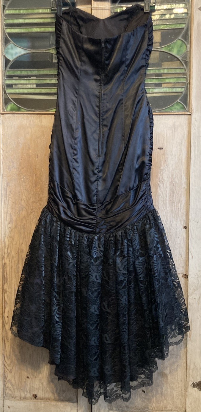 Vtg ZUM ZUM Strapless Dress Mermaid Lace Sequin Beaded Satin Formal Prom – AS IS