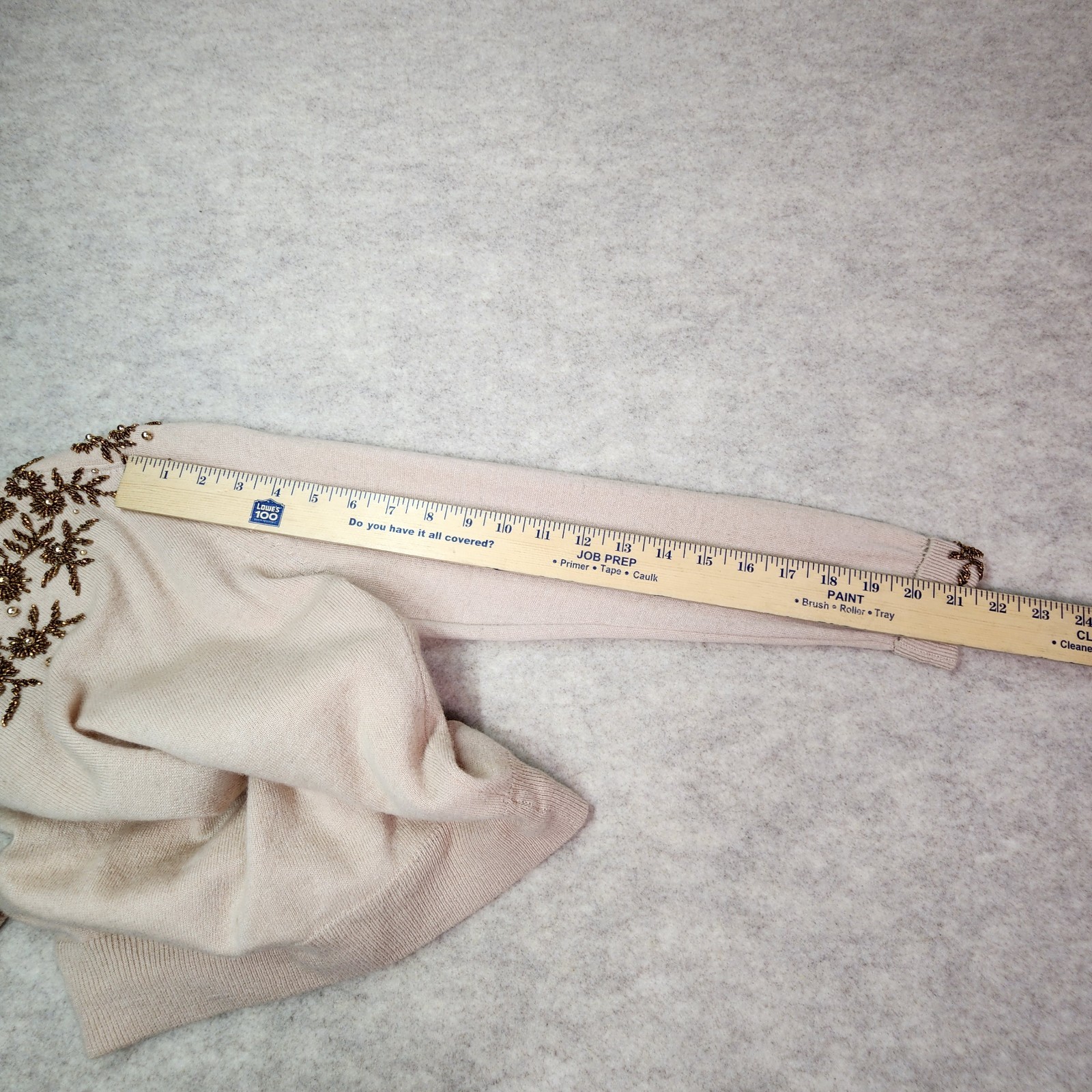 Vintage Floral Beaded Cashmere Cardigan Lined Pearlized Buttons Size 38 Gorgeous