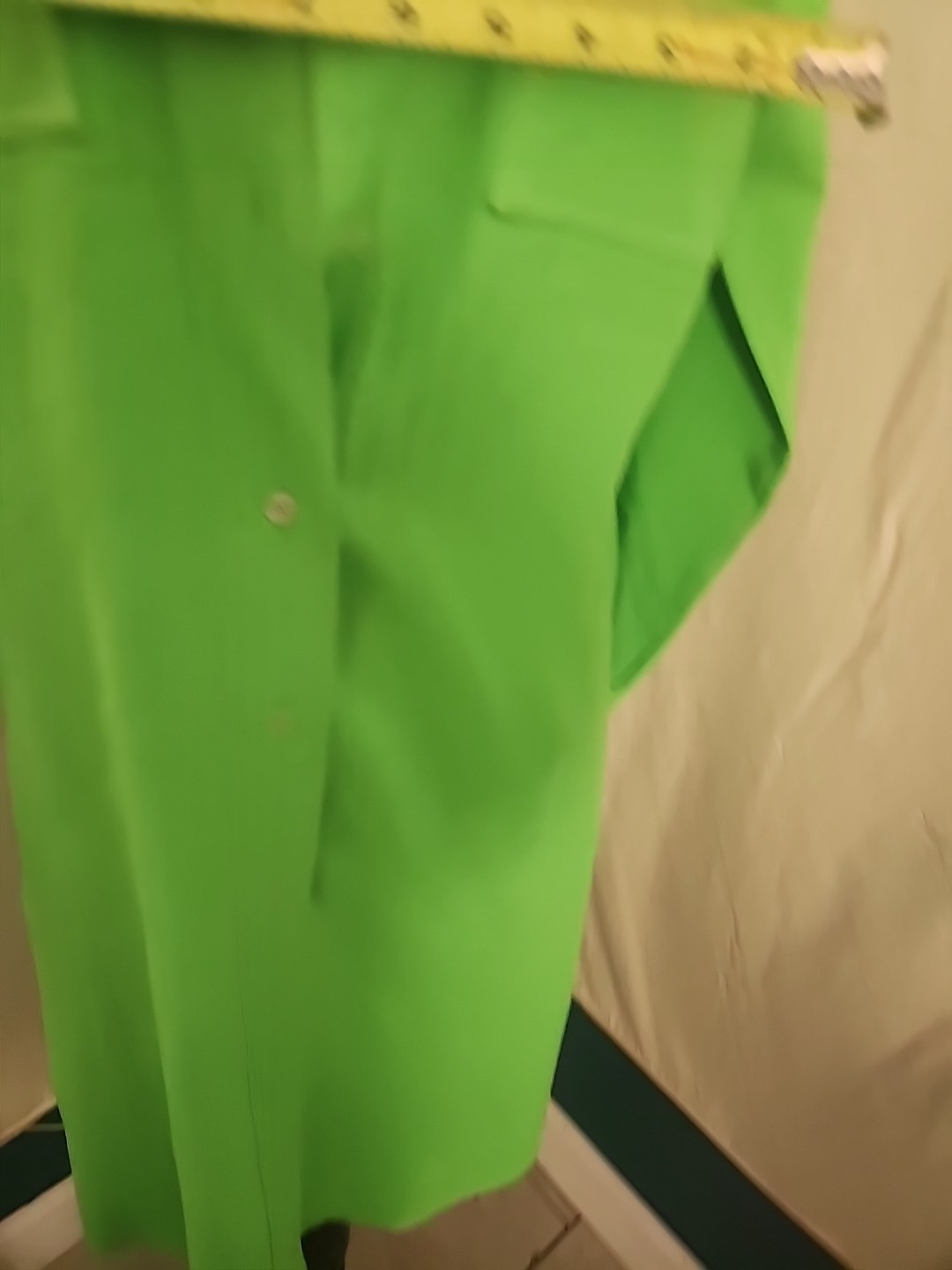 Sir James Hong Kong 1970s lime green long-sleeve collared shirt dress Small