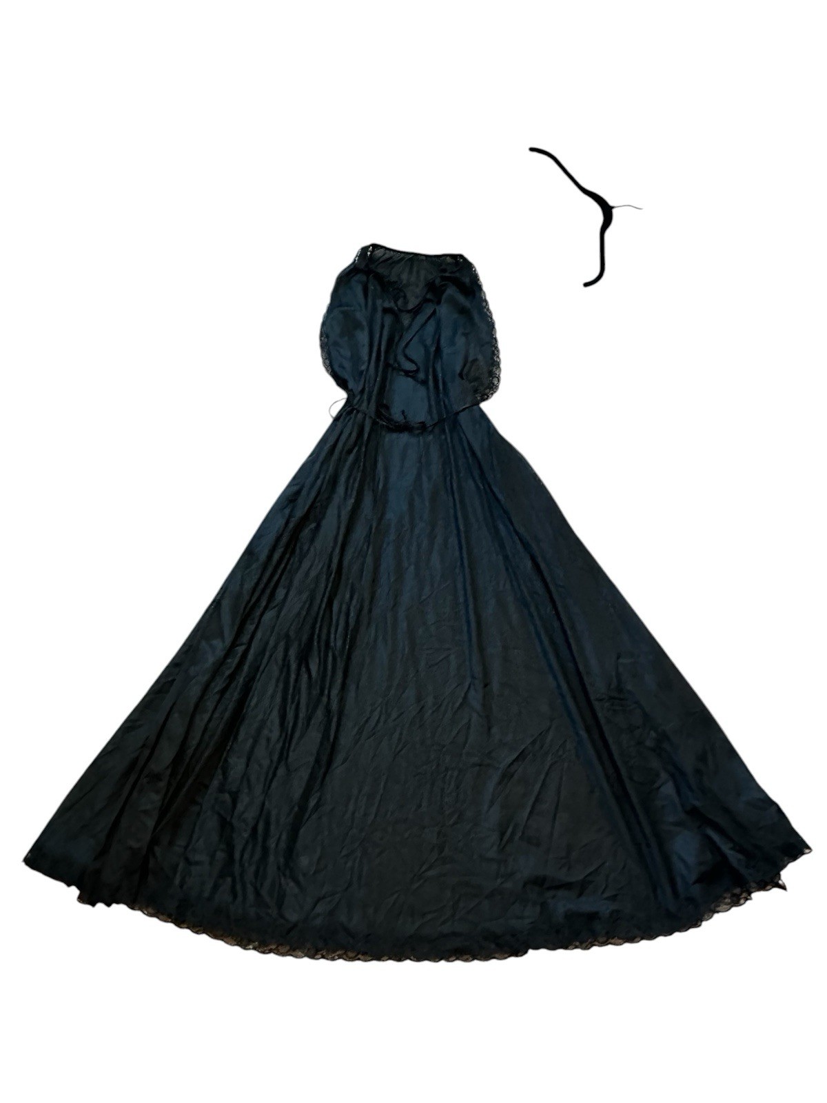 Claire Sandra x Lucie Ann Vintage Black Nylon Lace Nightgown Dress Romantic Goth