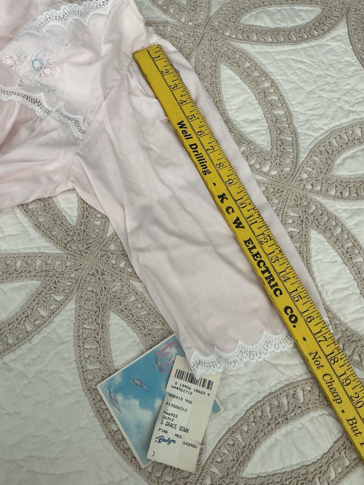 Barbizon Nightgown Medium Pink Authentic Vintage USA Long Lace, Tags Still On