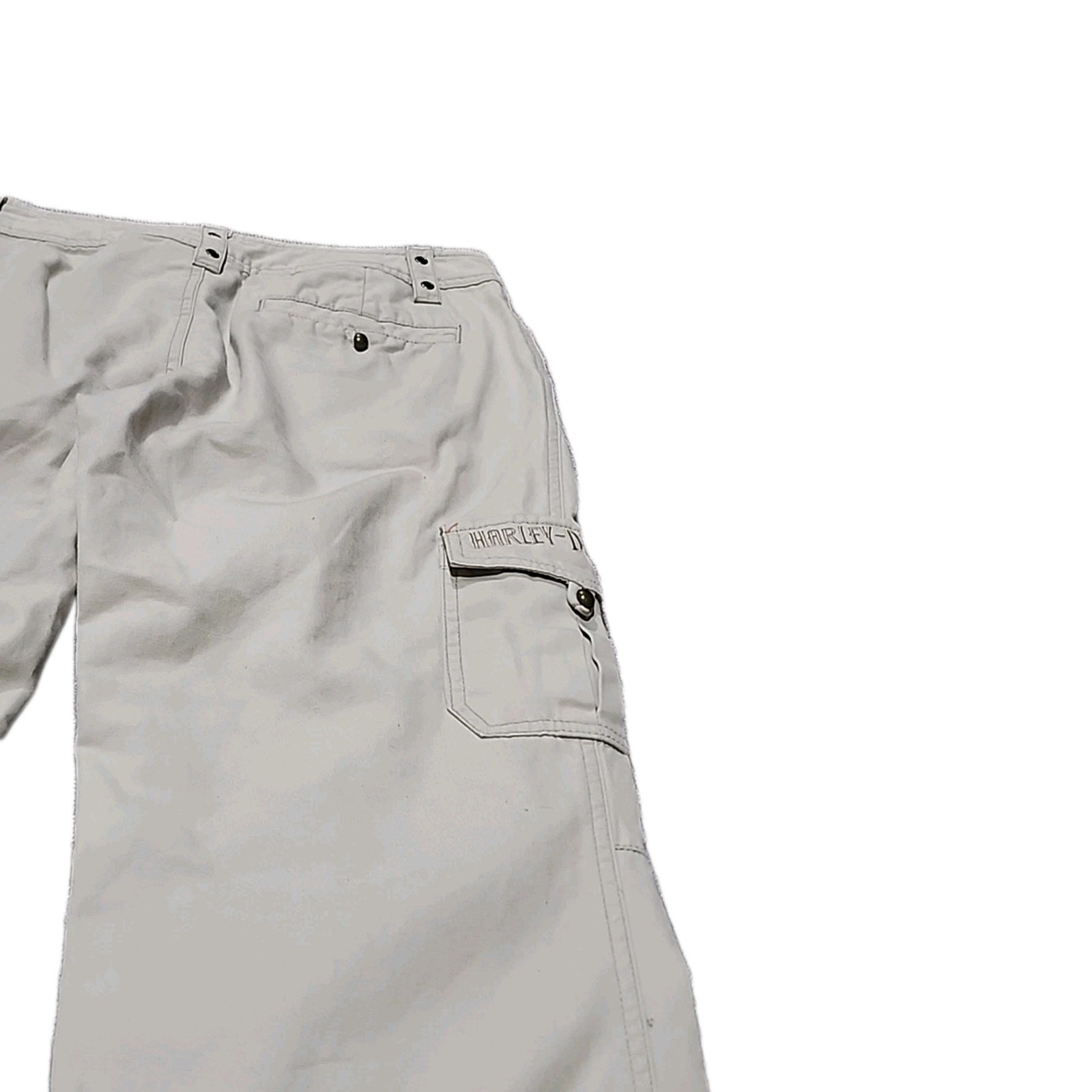 Y2K Harley Davidson Cargo Capris Womens 8 Khaki Tan Cuffed Street Style