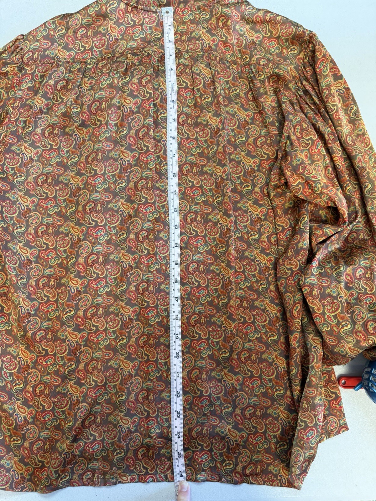 Vintage 1980&rsquo;s ESCADA Copper Brown Orange Paisley Print Silk Blouse Germany SRB