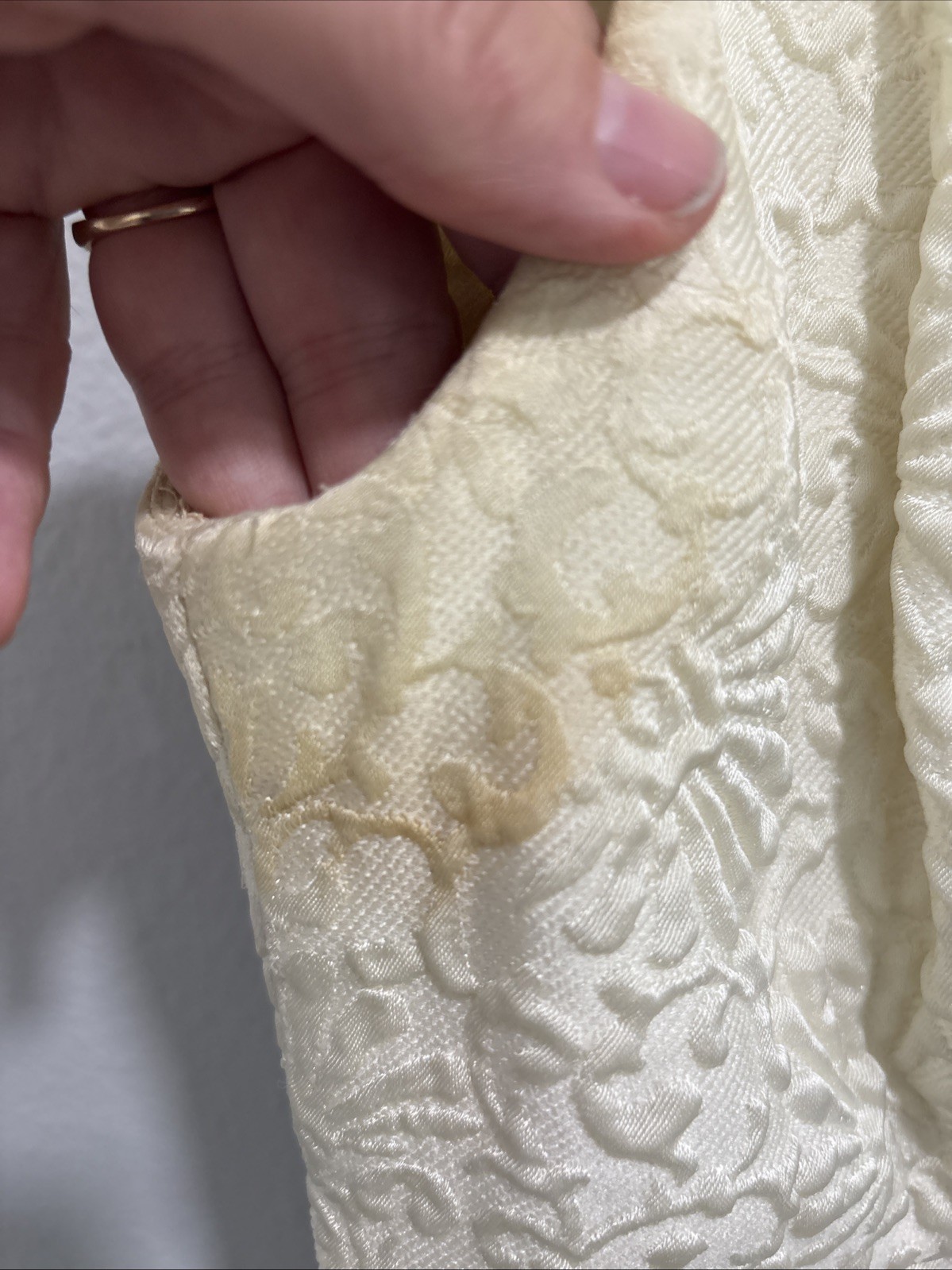 Vintage 1960s Beaded Imperial Hong Kong Dress Sz 10 Real Fur Cuffs DAMAGE