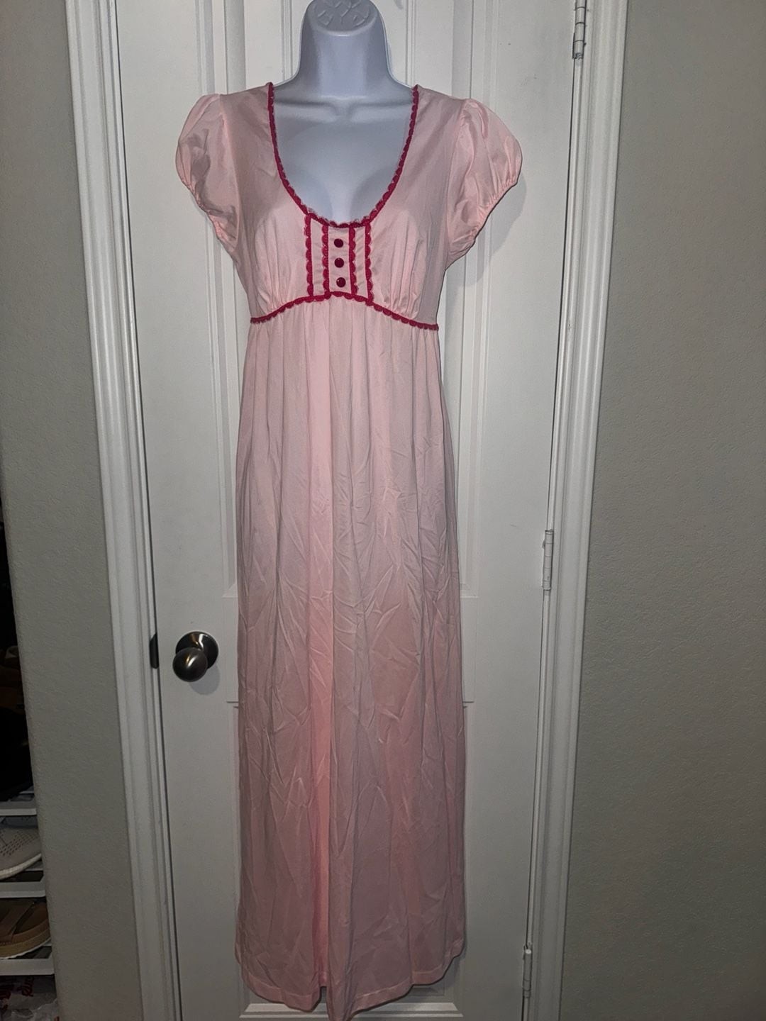 Vintage 1970s Formfit Rogers Pink Empire Waist Nightgown Barbie