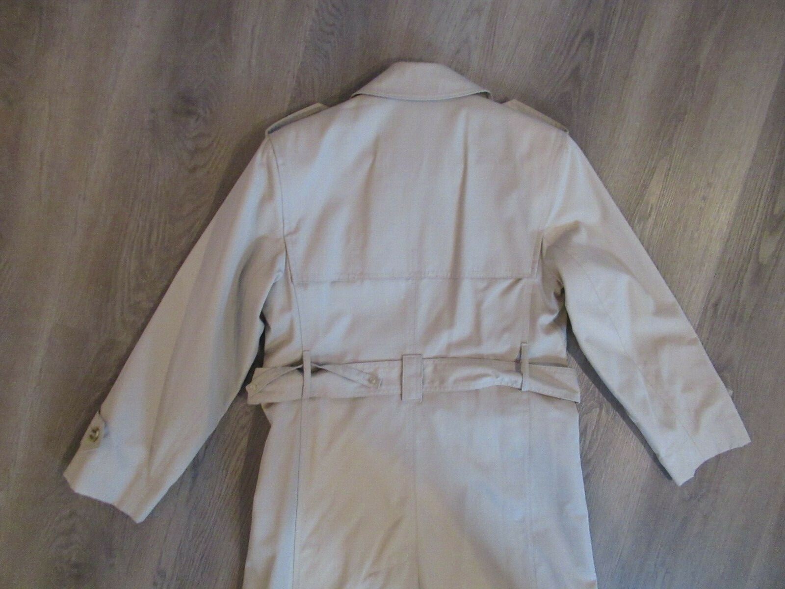 Vintage Misty Harbor Khaki Beige Double Breasted Collared Long Jacket Rain Coat