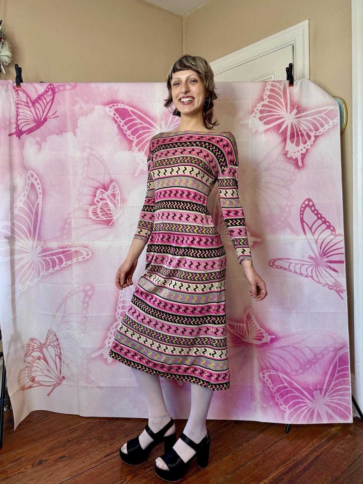 1960s Emilio Pucci Z Print Midi Length Dress
