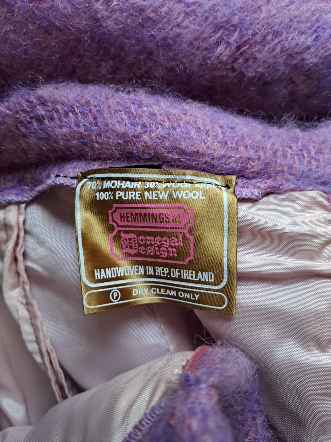 1960s HEMMINGS DONEGAL Irish Mohair Wool Purple Long Skirt Size S Waist 28&Prime;